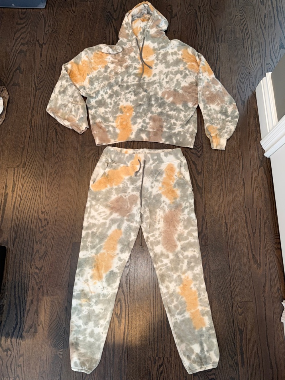 Tie-Dye Jogger Sweatpants - Olive, Tan & Mustard
